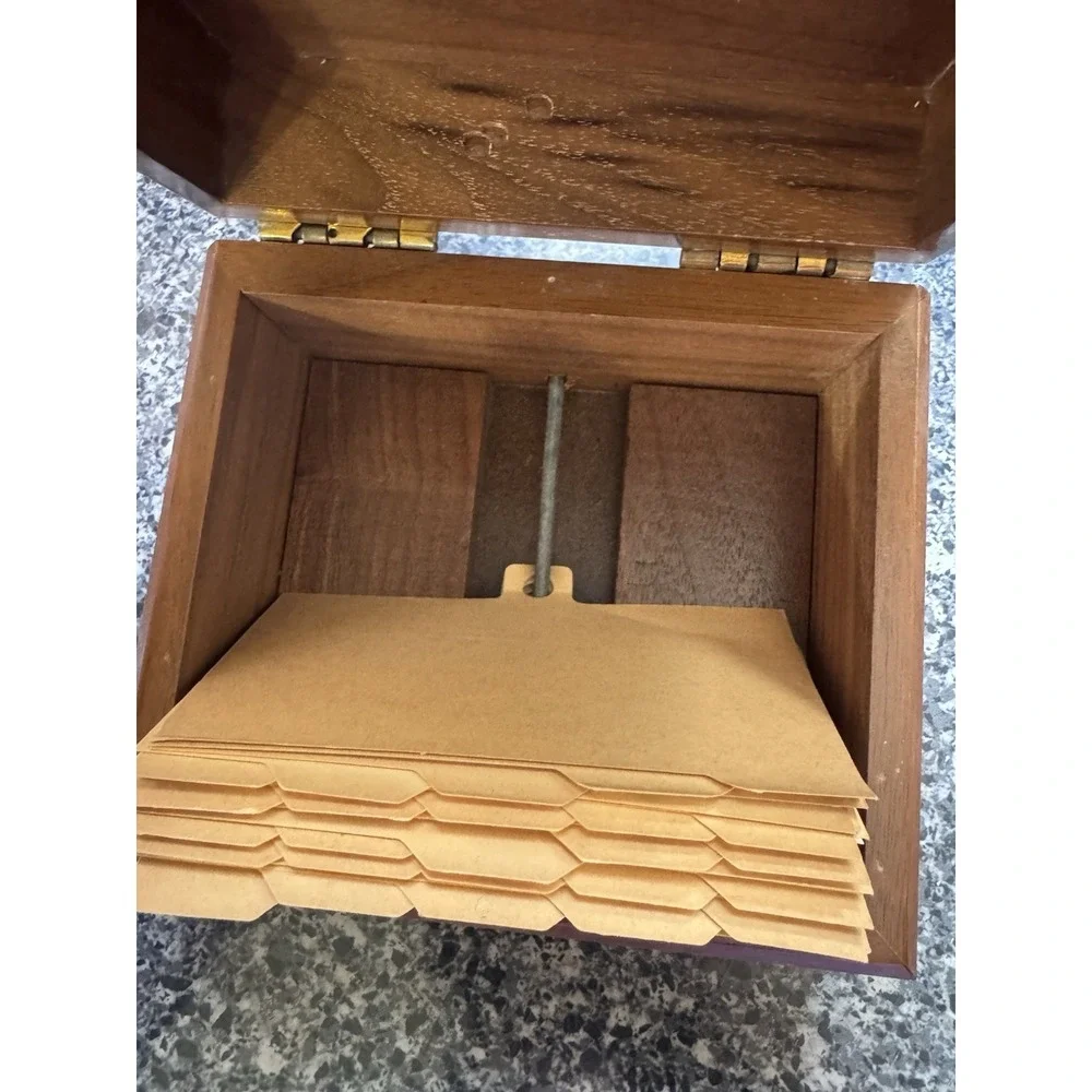 Vintage Wood Recipe Box File Box With Dividers